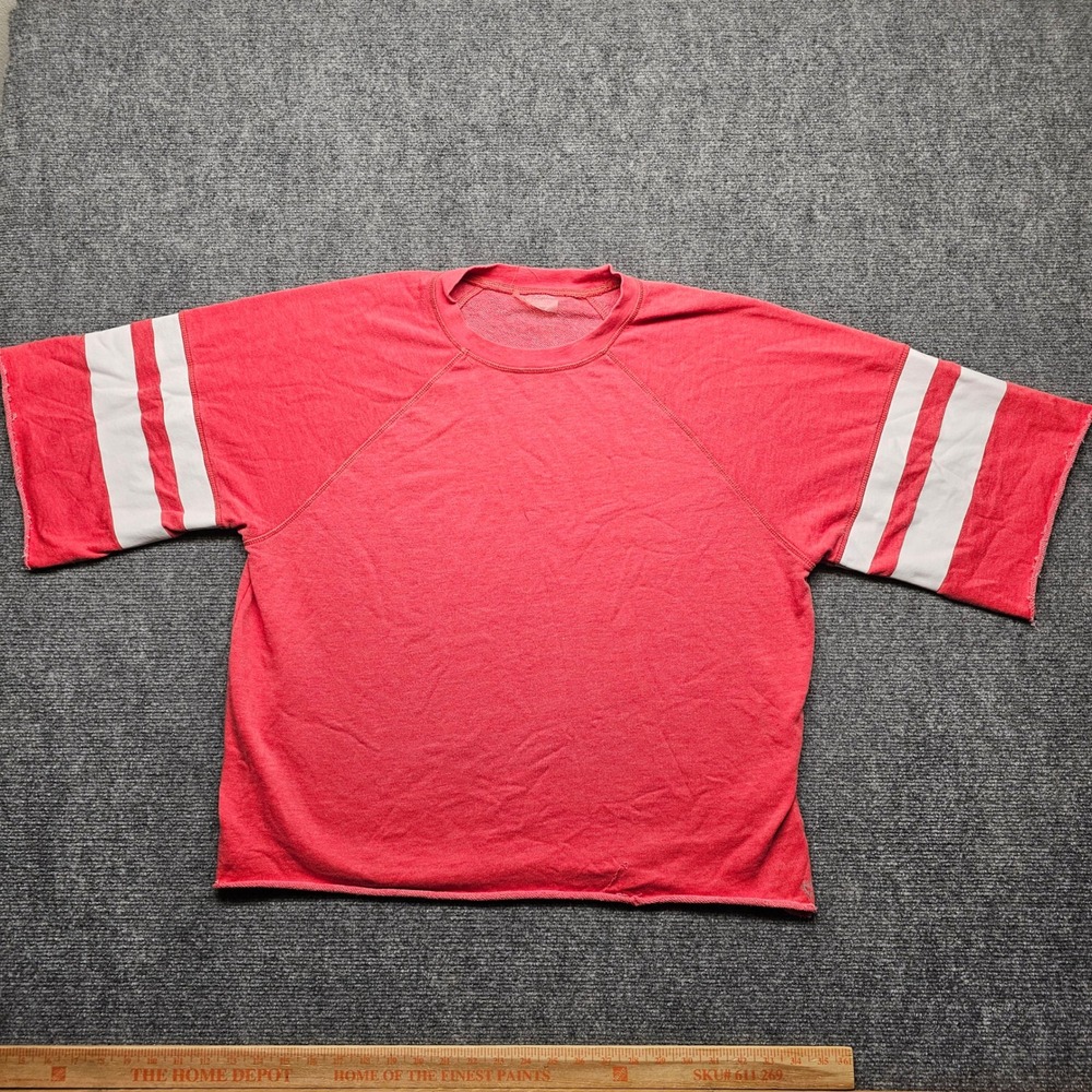 Betsey Johnson Performance Red Short Sleeve Sweatshirt Varsity Stripe XL